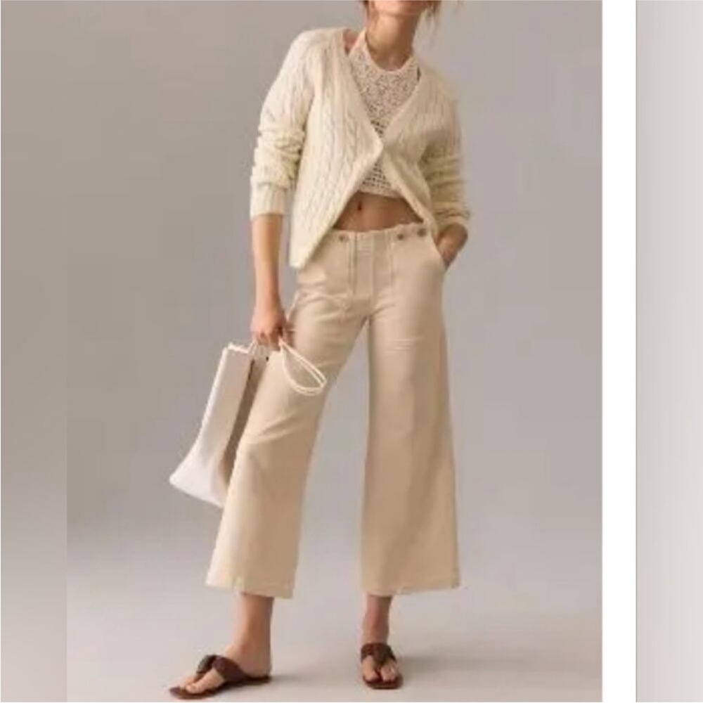 Pilcro Cream Wide-Leg Pants